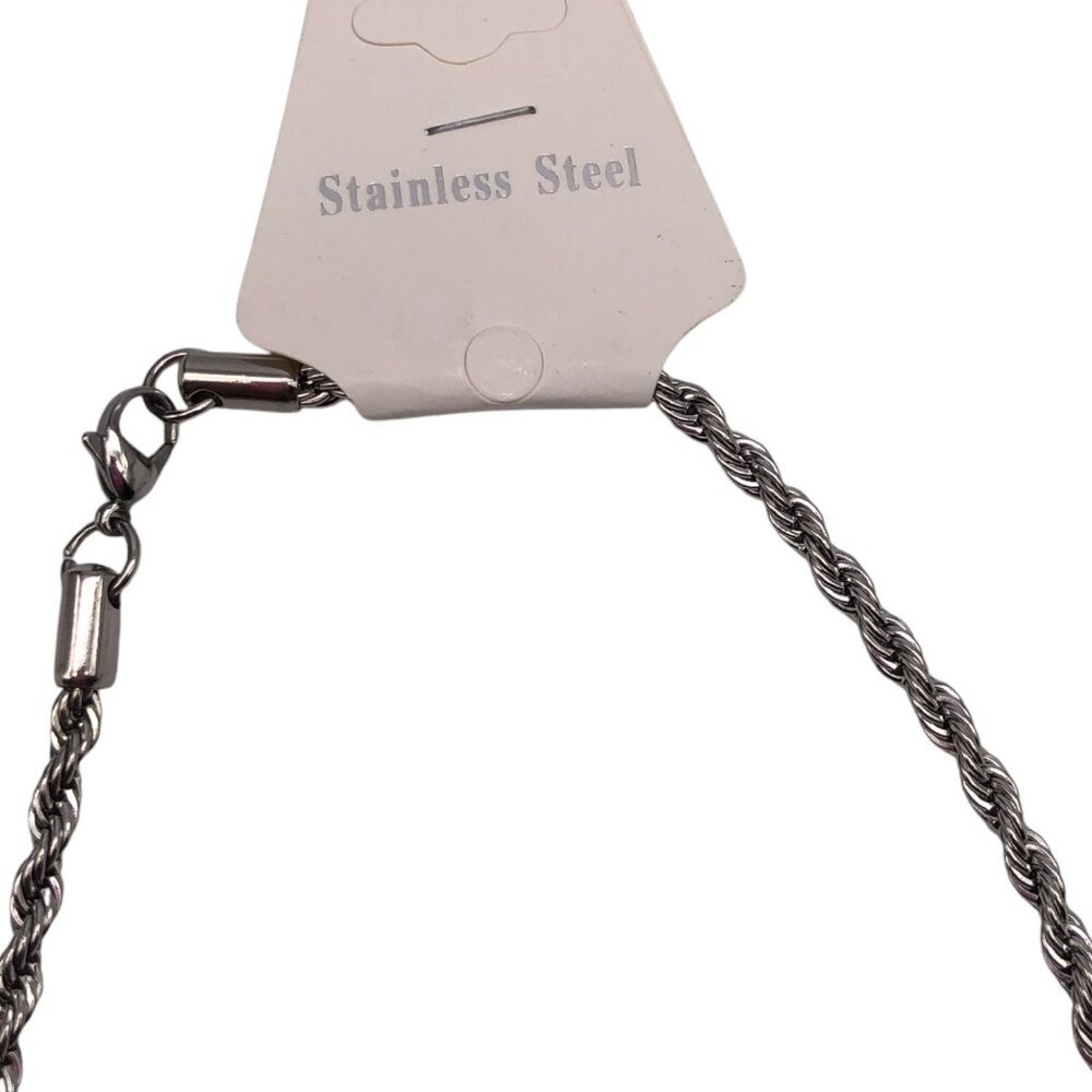 4mm Mens Stainless Steel Twist‎ Rope Chain Necklace 18in With Lobster Clasp - Picture 4 of 12